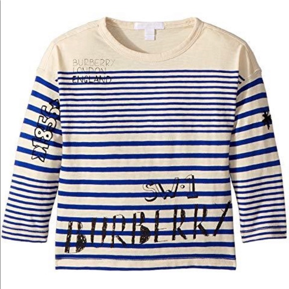 Burberry Blue & White Stripe 7Y / 8Y Cotton Shirt NEW WITH TAGS - Picture 1 of 2